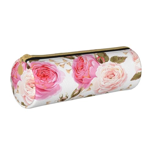 WURTON Trousse polyvalente en cuir avec fermeture éclair et imprimé floral rose rouge pour usage quotidien voyage