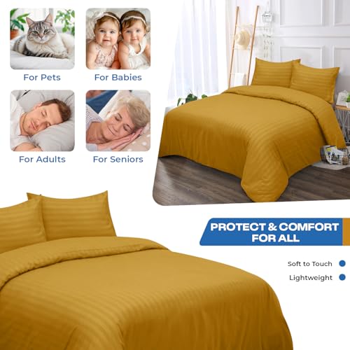 Housse de couette king size ocre anti-plis en microfibre douce