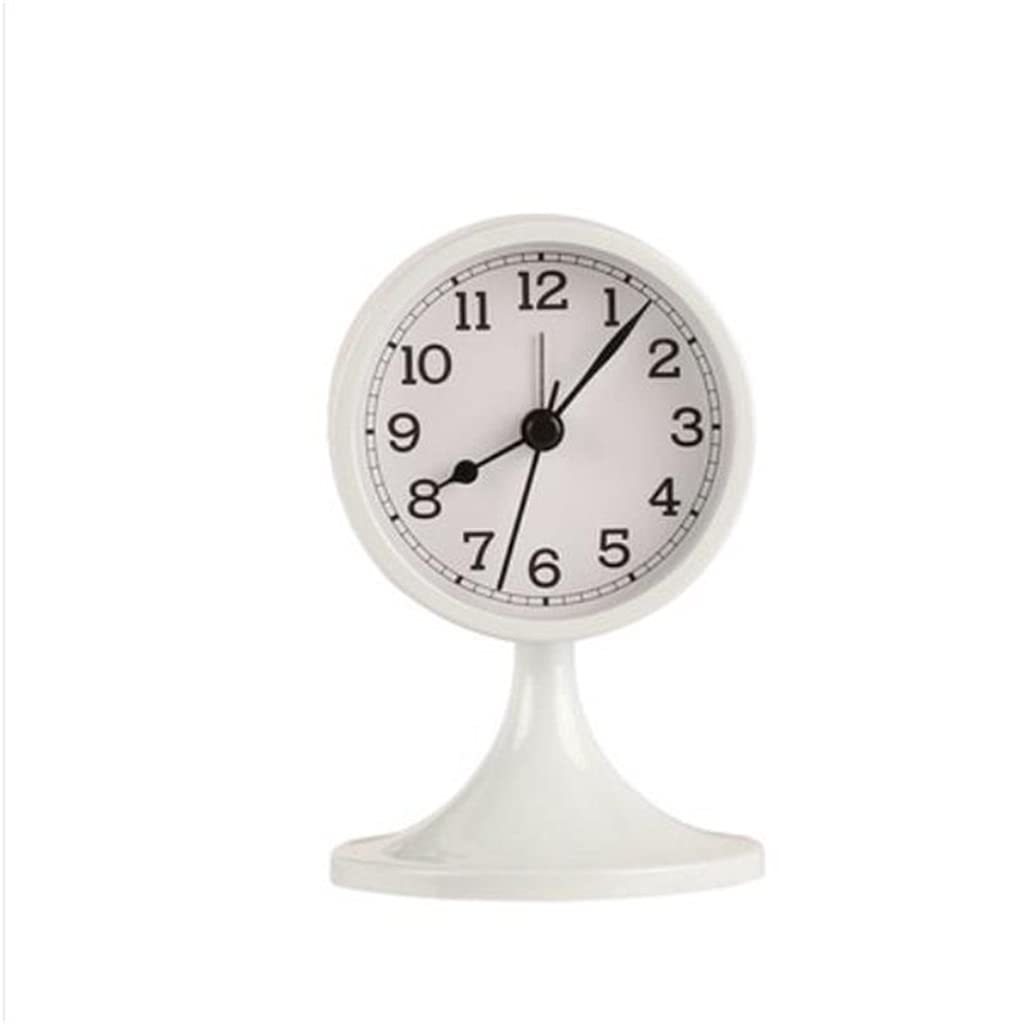 HRWLY Antique Metal Mute Alarm Clock Living Room Bedroom Table Retro Classic Student Watch(Argento)