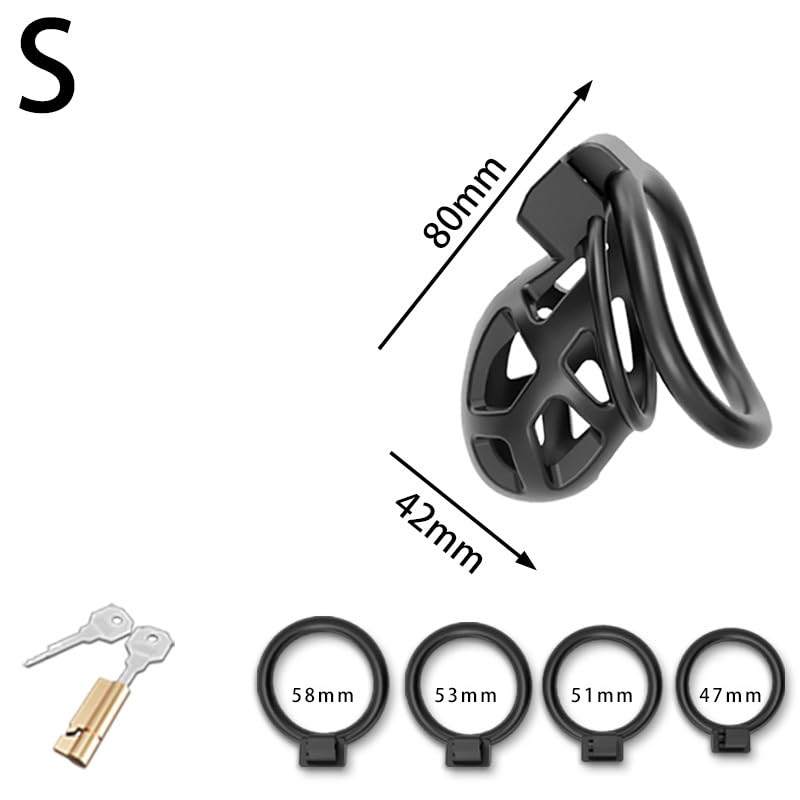 Sexo De La Jaula CláSica De La Resina Negra 4 Diferentes TamañOs De PláStico Interior De Fitness Jaulas Transpirables (con El Anillo De 4 TamañOs), Regalo De Pareja - D8