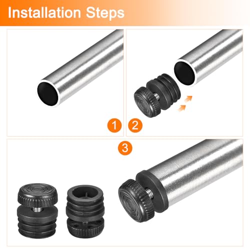 Image of uxcell 8Pcs Inserts for Round Tubes with Leveling Feet, for 35mm /1.38 inch OD Round Tube, M8-1.25mm Thread Black Plastic Furniture Chair Blanking End Caps Insert Plugs