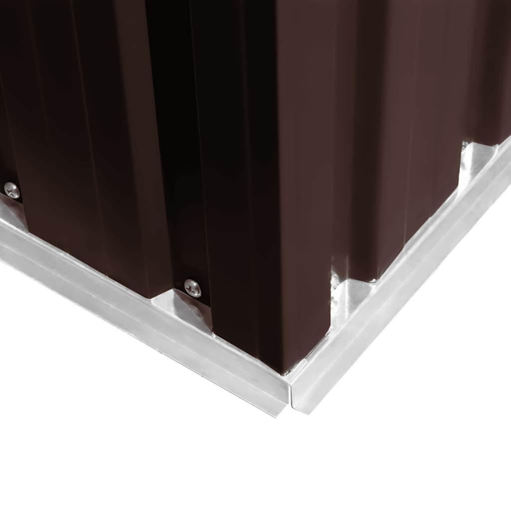vidaXL Capanno per Attrezzi da Giardino Ventilato Ingresso a Scorrimento Robusto Casetta da Esterno Magazzino Marrone 194x121x181 cm in Acciaio