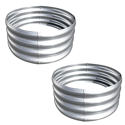 Mollymoli Galvanized Raised Garden Bed Kit,3ftx3ftx1 ft-Round Metal Raised Garden-2PACK,Raised Garden Boxes Outdoor, Metal Raised Garden Beds for Vegetables, Flowers, Herbs…