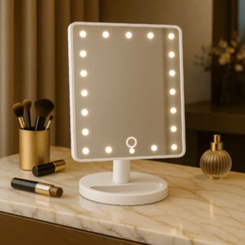 Espelho de Mesa com LED para Maquiagem – Espelho de Maquiagem com Luz Touch, Portátil, Articulado, Iluminado para Penteadeira e Skincare - LealShop