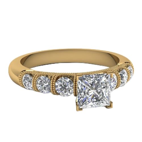 Bague diamant insolite grand choix de tailles du 47 au 70 en or jaune princesse