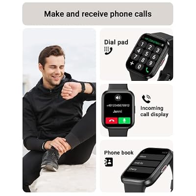 Tensky Smart Watch for Men/Women Android & iPhone, Alexa Built-in, 1.8 Touch Screen Fitness Tracker with Answer/Make Calls, 3ATM Waterproof Heart Rate/Sleep/SpO2 Monitor, Pedometer, 100+ Sport Modes