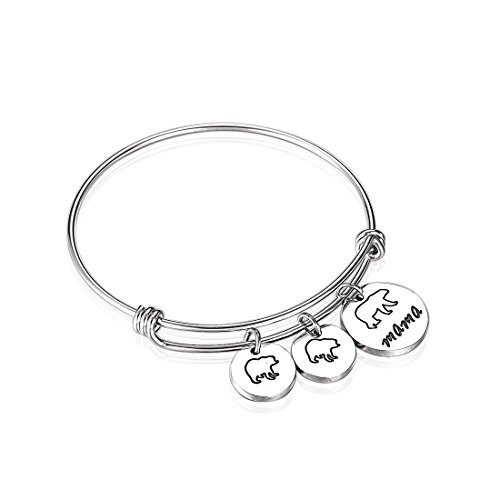 Mama Bear Bracelet with 1 2 3 Cubs Adjustable Bangle Bracelet Mom Gifts