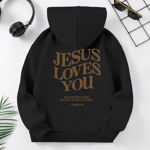 Jesus Loves You Hoodie for Girls Boys Kids Jesus Sweatshirt Christian Religious Hoodies Cute Graphic Sweatshirts3