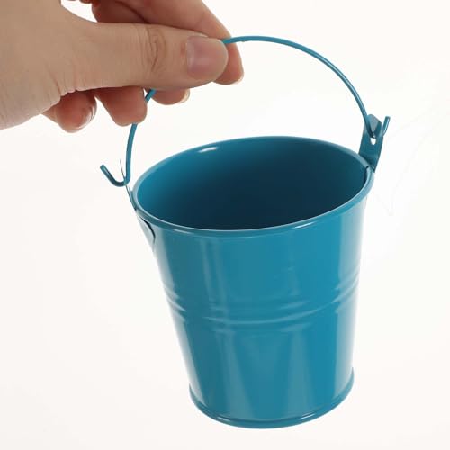 Cubos de hojalata resistentes al clima estilo rústico con asas funcionales pack de 6 5