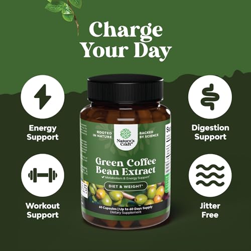 Pure Green Coffee Bean Extract - Super Energizing Green Coffee Extract with 50% Chlorogenic Acid for Antioxidant Heart Health Mental Focus and Size Reduction - Natural Energy Supplement for Adults - Image 4