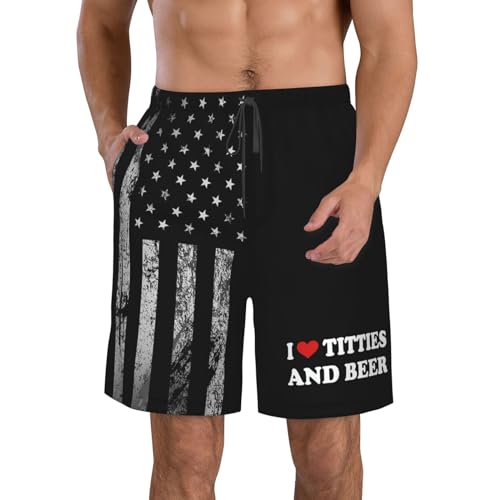 Funny Mens Swim Trunks Quick Dry Board Shorts with Mesh Lining, Breathable Hawaii Beach Shorts Swimwear Swim Shorts62- L Black2