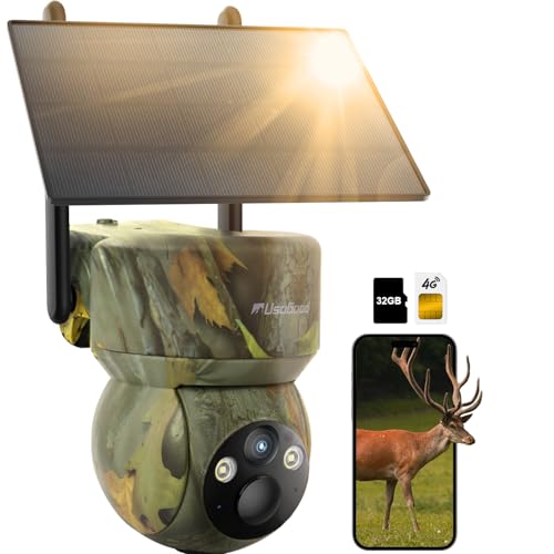 usogood 4G Fototrappola con SIM, 2K HD Visione Notturna, 360° fototrappola notturna con Pannello...