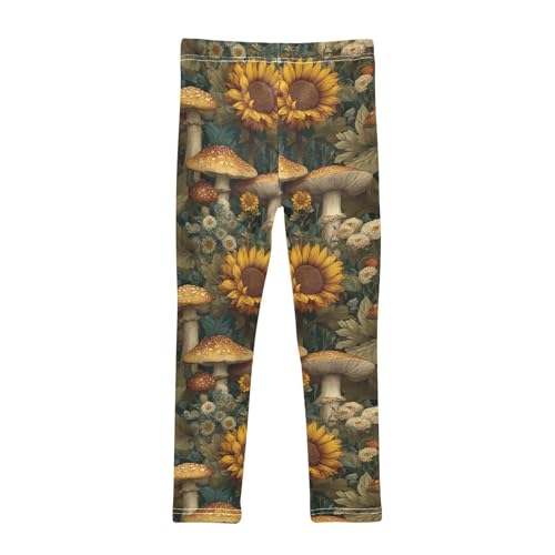 Girls Leggings Mushrooms Sunflower Daisy Soft Toddler Leggings for Girls Kids Pants Size 4T-10T2