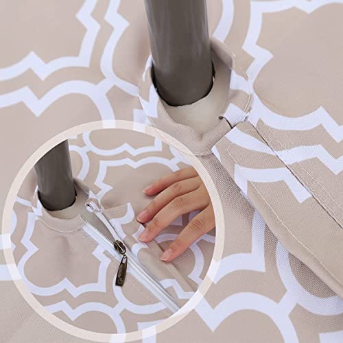 Eternal Beauty 152cm Round Khaki Plaid Indoor Outdoor Splashproof Tablecloth with Umbrella Hole and Zipper for Patio Garden Party and BBQ (60") - Image 3