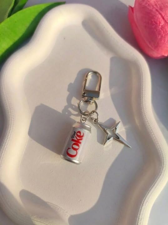 Diet Coke Mini Can Keychain with Silver Star Charm, Novelty Bag Accessory-image-38