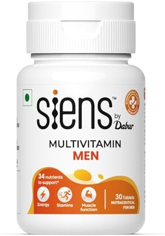 Siens By Dabur Multivitamin for Men-30 tablets | Enriched with 34 nutrients to Support Overall Health, Energy, Stamina & Muscle Function
