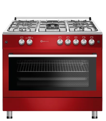 SOLTHERMIC F9L50G2 COCINA ROJA ESTILO RETRO / 5 FUEGOS Y HORNO PANORAMICO/GAS BUTANO Y GAS CIUDAD/ENTREGA A DOMICILIO Y RETIRADA DEL USADO GRATIS/ALTA GAMA