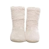 FRALOSHA Women's Slipper Sock Coral velvet indoor Spring-autumn Super Soft Warm Cozy Fuzzy lined booties slippers (27cm) White