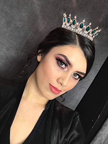 Image of Foyte Baroque Queen Crown and Tiaras Sparkly Rhinestone Wedding Crown Bride Tiaras Royal Princess Full Tiaras Headpieces for Women and Girls