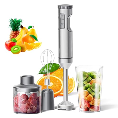 WLSYX Batidora De Mano, Batidora De Inmersión Eléctrica con Batidor Y Picadora, Potente Motor De 1000 W Y Cuchilla De Acero Inoxidable 304, Mezcla Delicada para Preparar Batidos, Sopas Y Jugos