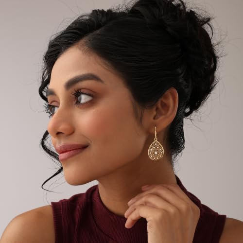 Image of TRUESILVER ACPL 925 Sterling Silver BIS Hallmarked Designer Drop & Dangle Leverback Earrings for Women