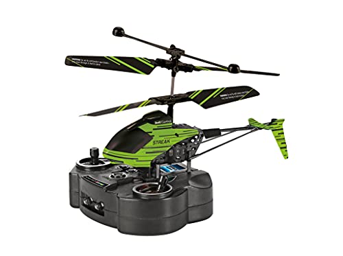 Revell 23829 RC Helikopter mit Fernbedienung Streak, Gyro, 2-Kanal IR-Fernsteuerung, Indoor-Flugmodell, mit Glow-in-The-Dark Effekt Hubschrauber Ferngesteuerter Heli, Grün, 15 cm