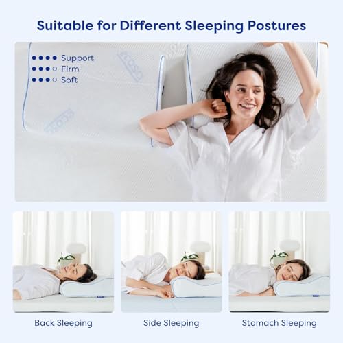 Image of Ecosa Cooling Gel Memory Foam Pillow | Cool-to-Touch Fabric | Contoured Design | Adjustable Height | 4 Times Cooler Than Cotton | 100 Night Trial