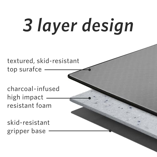 Image of MICRODRY Deluxe Fitness Exercise Yoga Mat for Home & Gym, Extra Thick for High Impact Training, Multi Layered Skid Resistant Surface, Odor Neutralizing with Carrying Strap