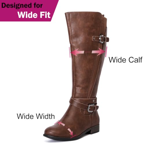 Image of Luoika Women's Extra Wide Calf Heeled Knee High Boots.