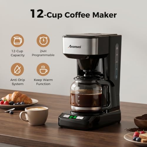 Aromvel 12 Cup Coffee Maker,Large 1.8L Water Tank Drip Coffee Machine - image 2