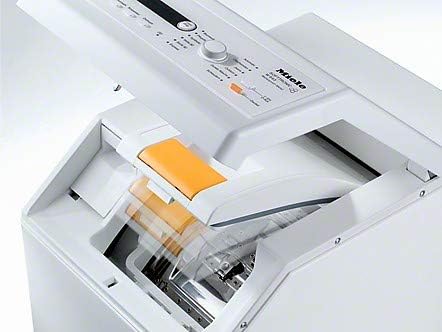 Fuq view of the Miele W 668 F LW washing machine control panel and detergent dispenser