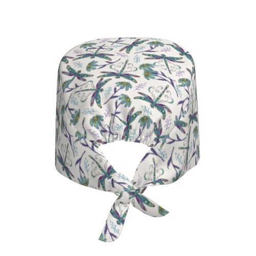 Image of Working Cap Scrub Cap with Sweatband Adjustable Unisex Women Tie Back Hat Nurse Surgical Caps