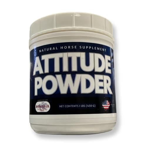 Attitude Powder Horse Calming Supplement with L-Tryptophan – Natural Temperament, Behavior & Stress Support with L-Arginine, Lysine, Inositol & Thiamine | Saratoga Veterinary Products