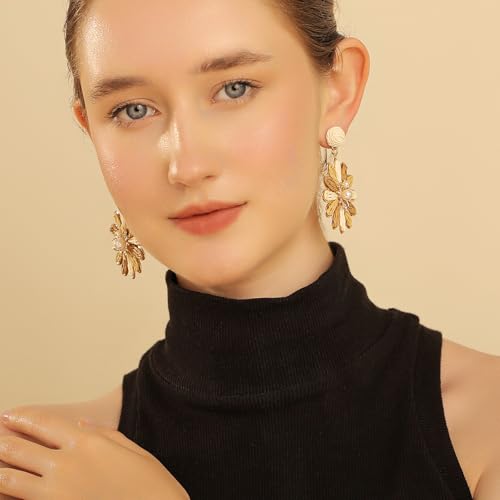 Boho Raffia Flower Earrings for Women – Lightweight Dangle Jewelry, Summer Beach Vacation Accessories2