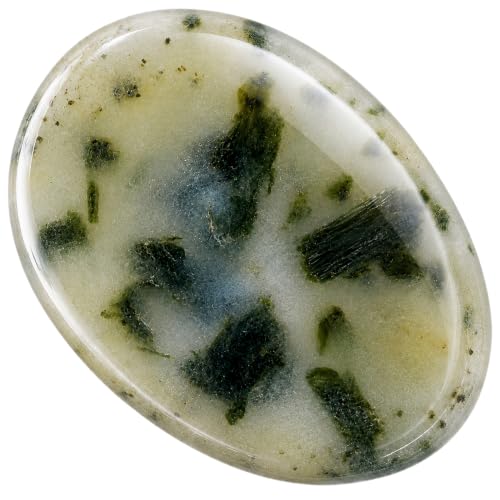 Natural Genuine Green Tourmaline Worry Stone for Anxiety Relief, Thumb Palm Stone for Meditation, Yoga & Mindfulness, Polished Crystal Pocket Stone for Men & Women, Natural Gemstone Gift