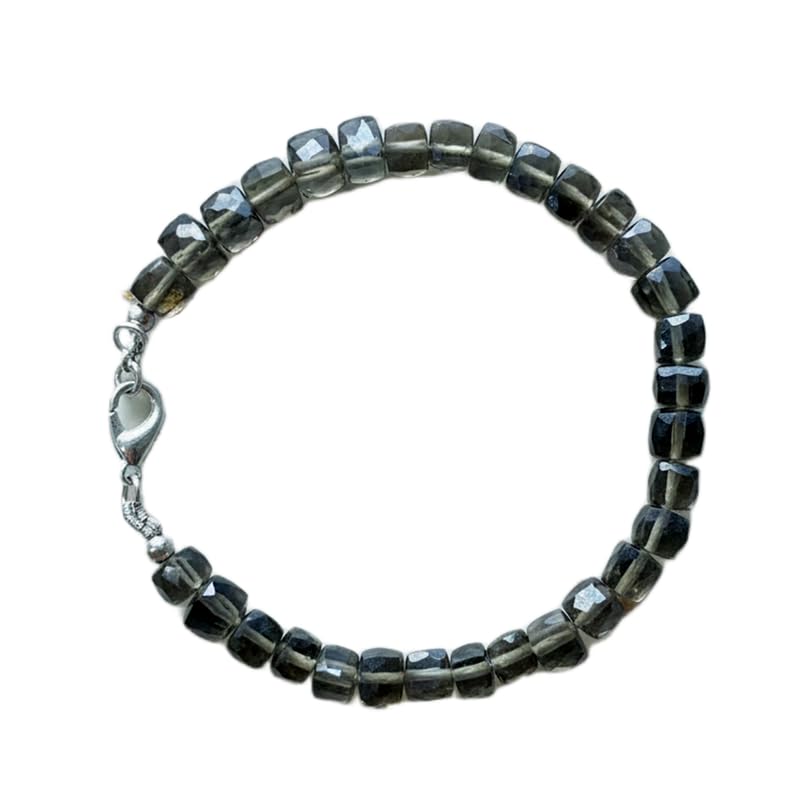 Bracelet en quartz fumé pour un style bohème chic au quotidien, bijou empilable 18 cm