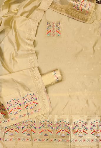Image of DEVANGI Women's Banarasi Silk Unstitched Salwar Suit Dress Material With Dupatta