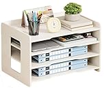 Magazine File Holder Extra Large A3 Paper Shelves For Office And School White Desk Files Shelves Desk Letter Tray (4L/B)