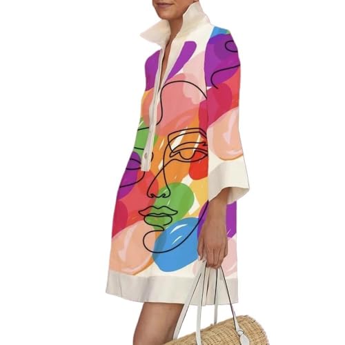 UOOZEE Summer Dresses for Women Casual Shirt Dress 3/4 Quarter