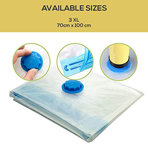 Image of ABOUT SPACE 3 Pcs Vacuum Bags for Travel with Pump - Reusable Packing Vacuum Storage Bags for Cloth with Ziplock, Space Saver Bags /Sealer Bags for Home 3(70x100 cm)