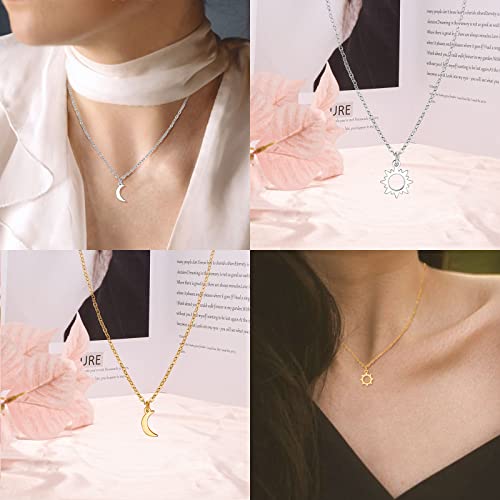 SUNSH sol y la luna collar para las mujeres adolescentes niñas mamá hija collar de la mejor amiga collares Bessties conjunto de la hermana de la joyería BFF regalos de la amistad para su 2PCS Oro