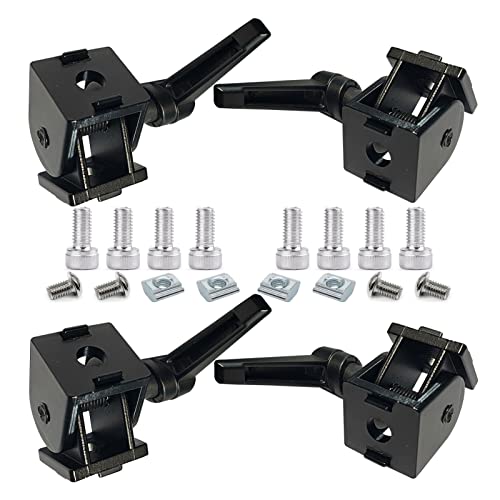 Image of 4 Sets Black 2020 Aluminum Extrusion Pivot Hinge Swivel Degree Angle Bracket with Handle for 20 Series 20 /20 2040 V T Slot Extruded Aluminum Profile Hardware Connector
