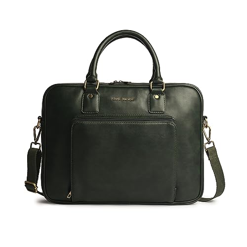 Image of Gauge Machine Professional Vegan Leather Messenger Briefcase Bag for Office |Fits upto 14 /15 / 16 inch Laptop |Separate Padded Laptop Compartment |Water Resistant |Men & Women |16L