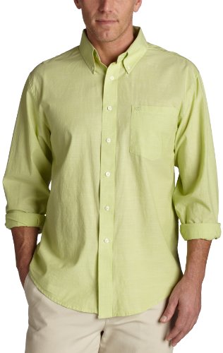 IZOD Camisa masculina de tecido cambraia lisa, Mar amarelo, GG