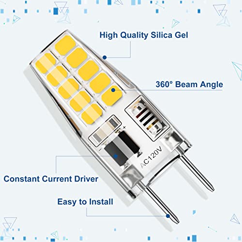 Shinestar 12-Pack G8 Led Bulb, Dimmable, 20W 120V T4 Halogen Replacement Bulbs, Warm White 3000K, 2-Pin Light Bulbs For Under Cabinet #TOP4