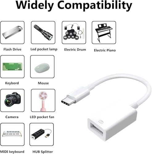 Image of Mudo Apple-USB-C to Camera Adapter Compatible with iPhone 15 Pro Max /iPhone 16 Pro Max /USB OTG Cable Converter Support Camera, Card Reader, USB Flash Drive, MIDI Keyboard (White)