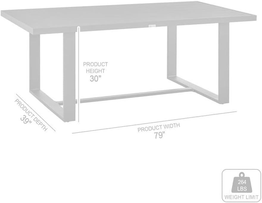 Armen Living Menorca Outdoor Patio Dining Table in Aluminum
