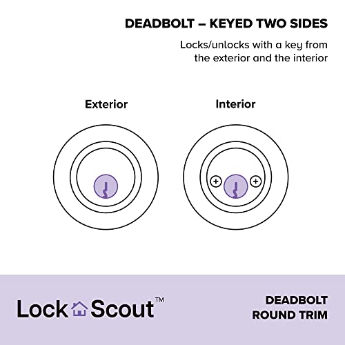 Image of Deadbolt with Round Trim, Keyed 2 Side, Satin Nickel Finish