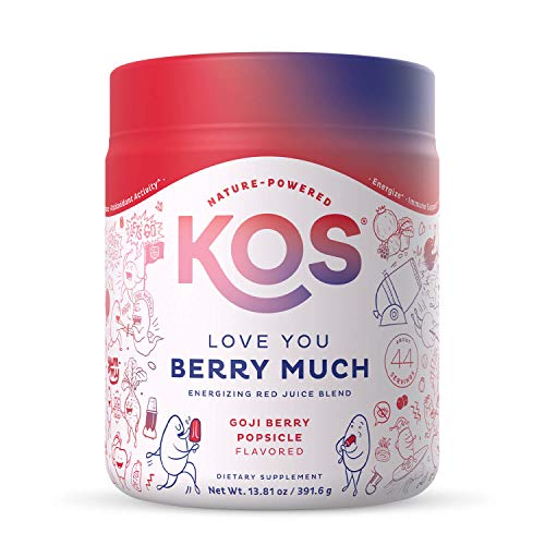 KOS Organic Reds Juice Powder, 44 Servings - Delicious Goji Berry Popsicle Flavor - Beet Root, Goji Berries, Acai - Energy Booster, Digestive Enzymes, Circulation Support
