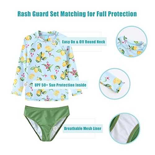 Image of Girls 3 Piece Swimsuits Set Long Sleeve Rash Guard for Girls Tankini Bathing Suits Beach Swimwear 3-16 Years